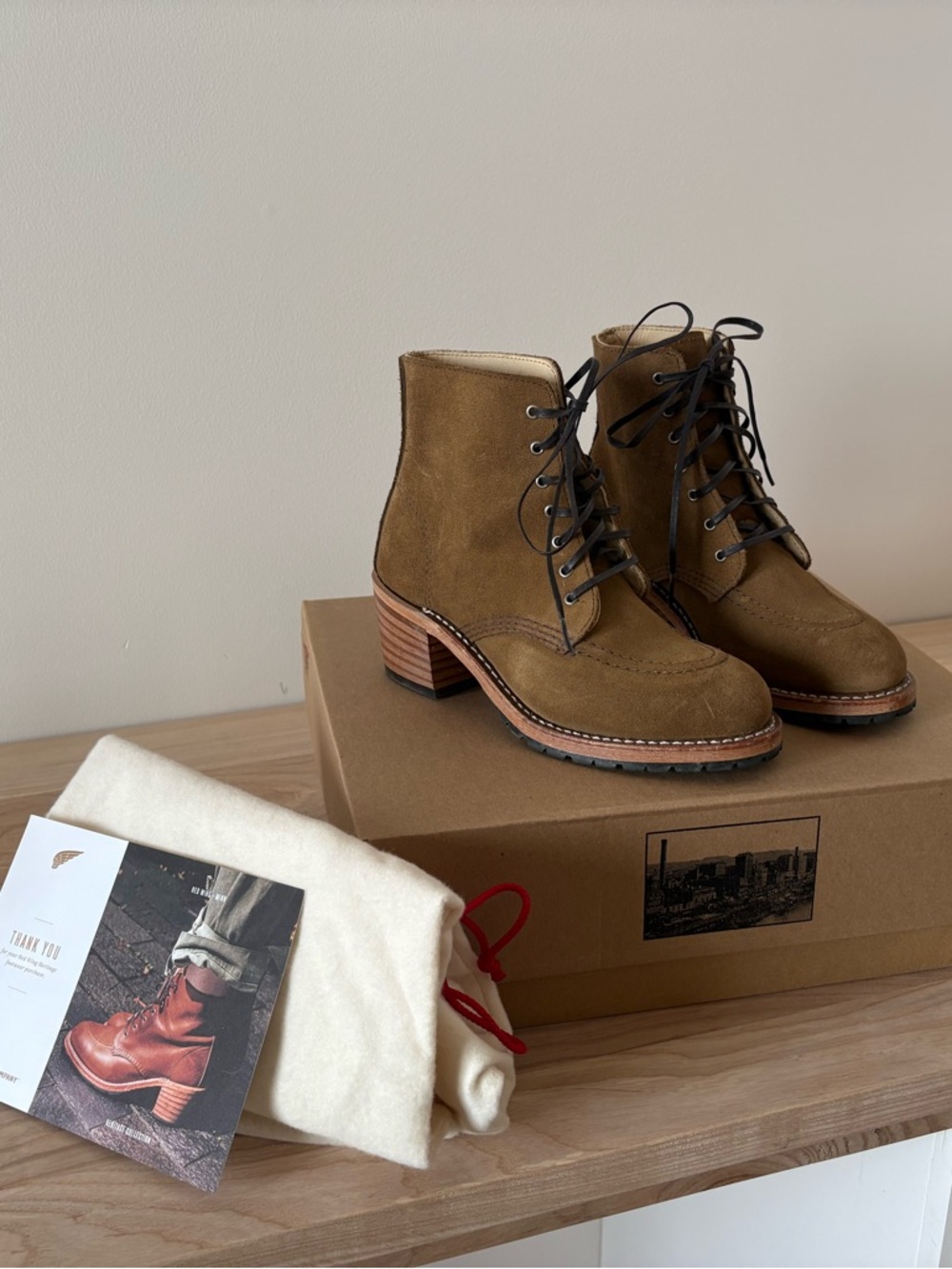 Women’s Red Wing Shoes Suede Lace-Up Ankle Boots in Olive Brown (2nd)